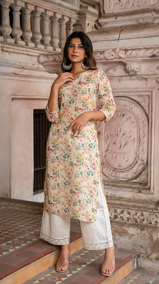 Brinda Pastel Yellow Pure Linen Kurta