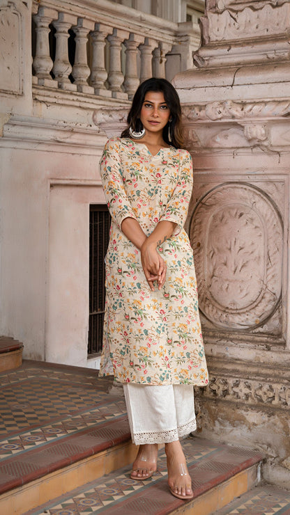 Brinda Pastel Yellow Pure Linen Kurta