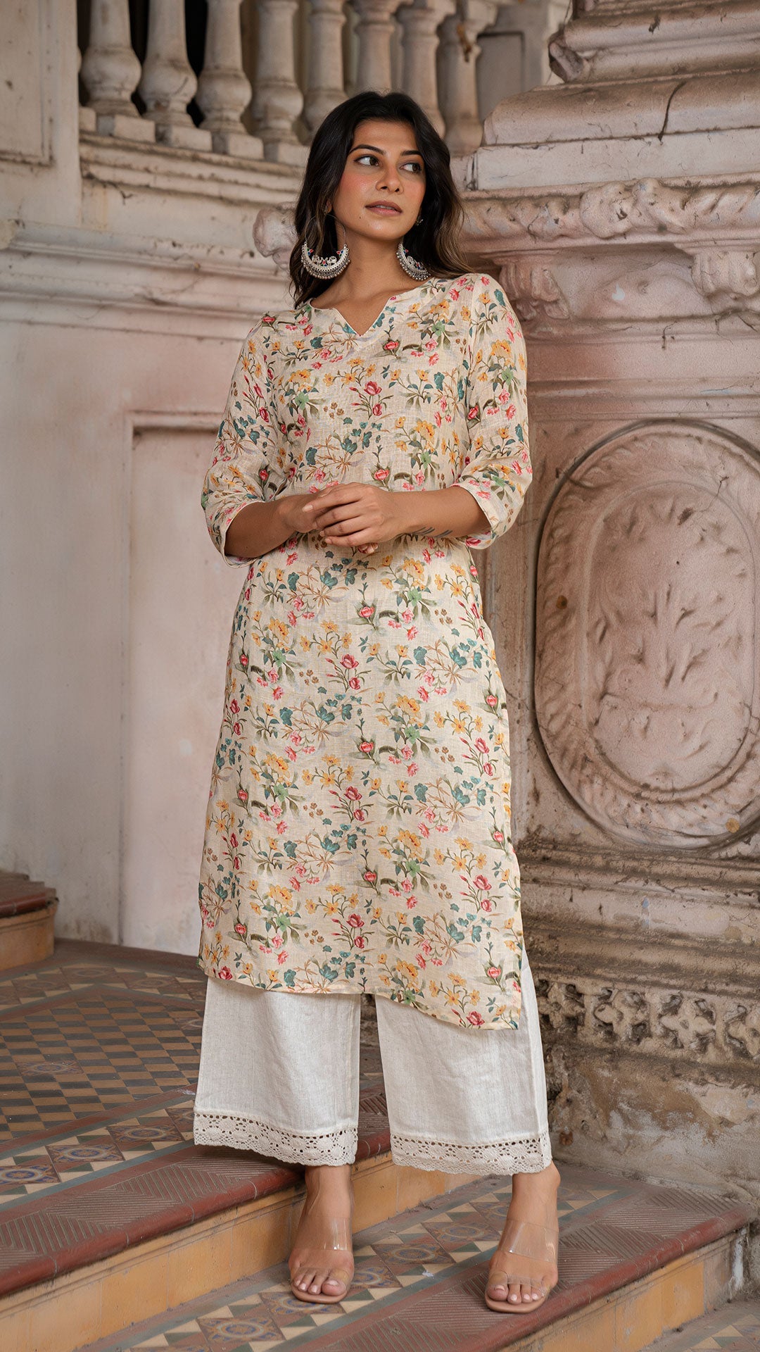 Brinda Pastel Yellow Pure Linen Kurta