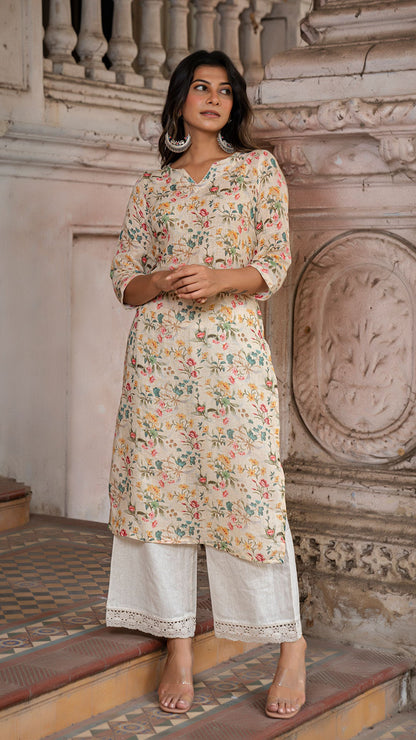 Brinda Pastel Yellow Pure Linen Kurta