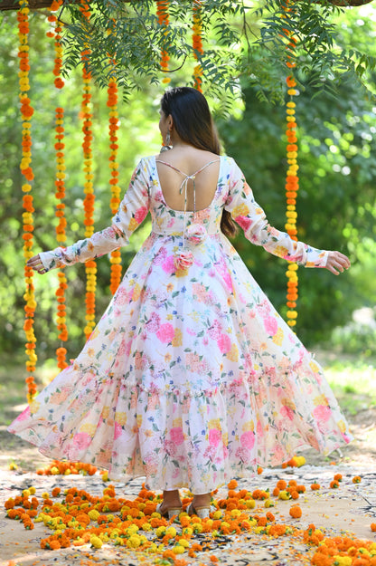 Pink Flora Anarkali