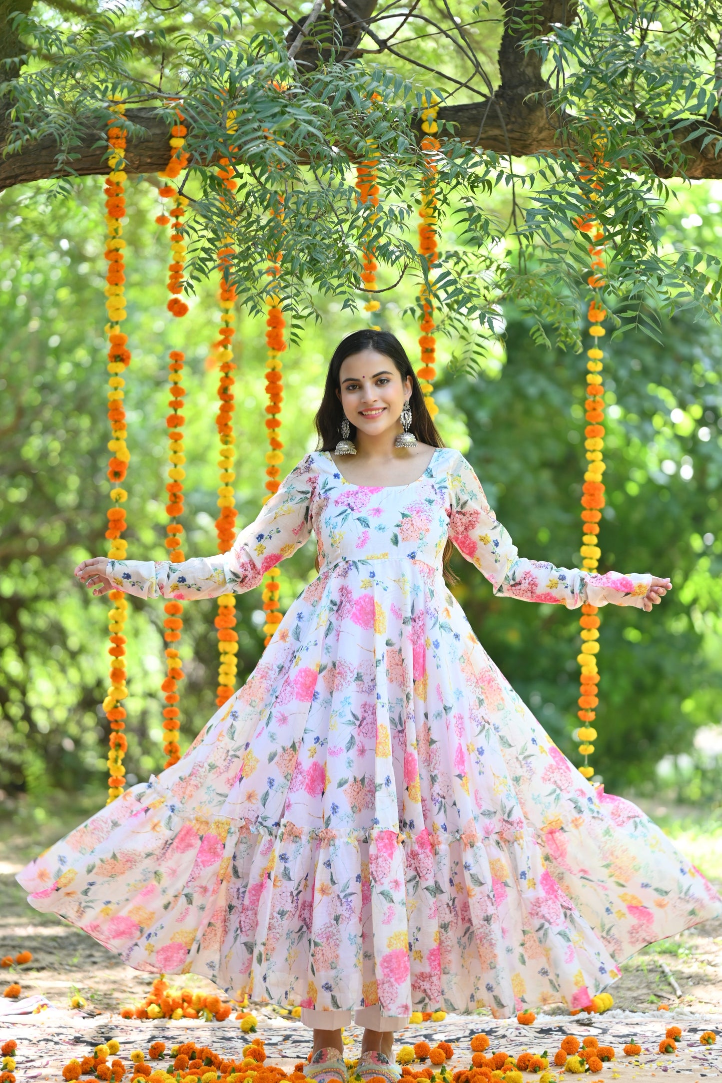 Pink Flora Anarkali