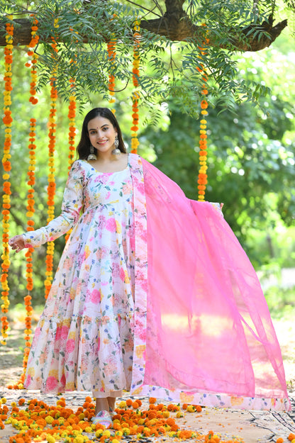 Pink Flora Anarkali