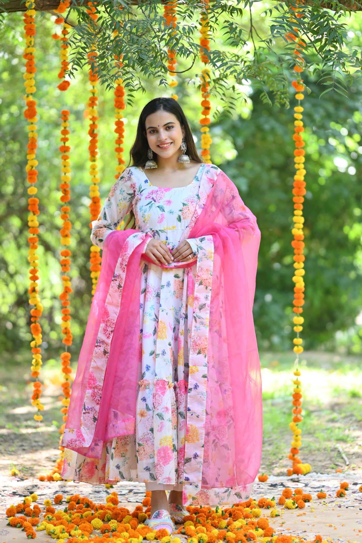 Pink Flora Anarkali