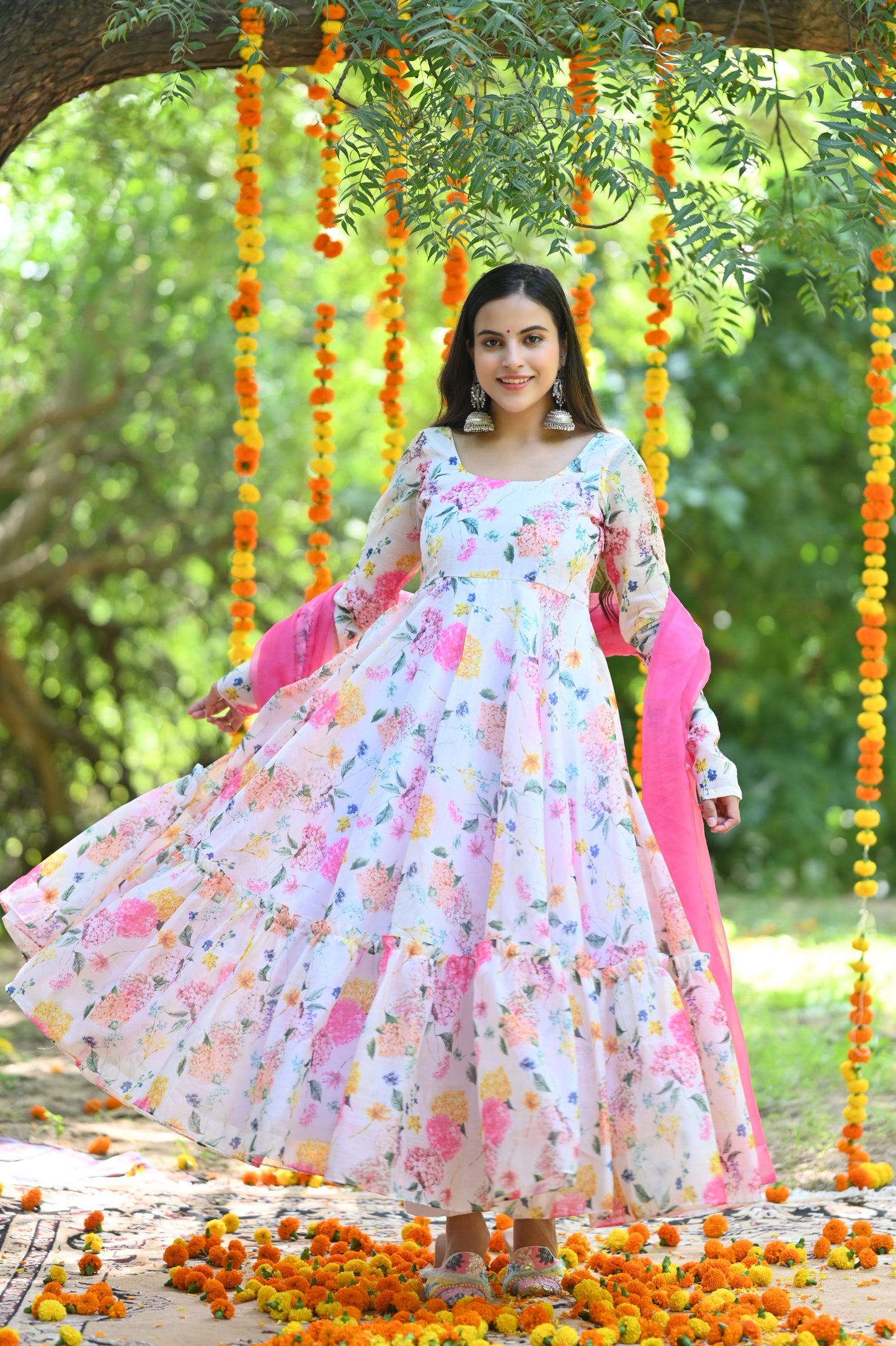 Pink Flora Anarkali