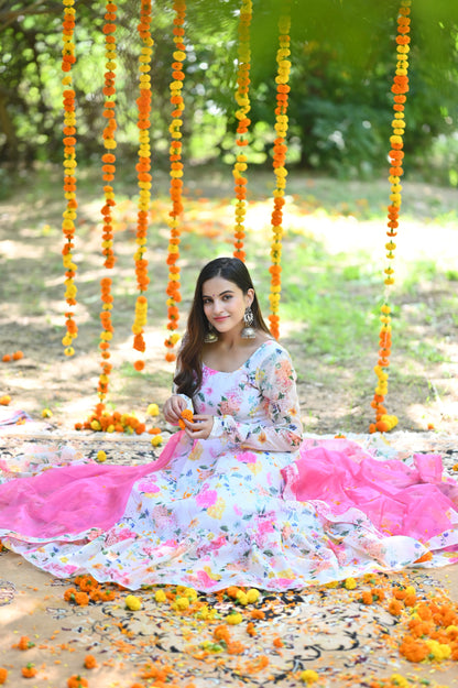 Pink Flora Anarkali