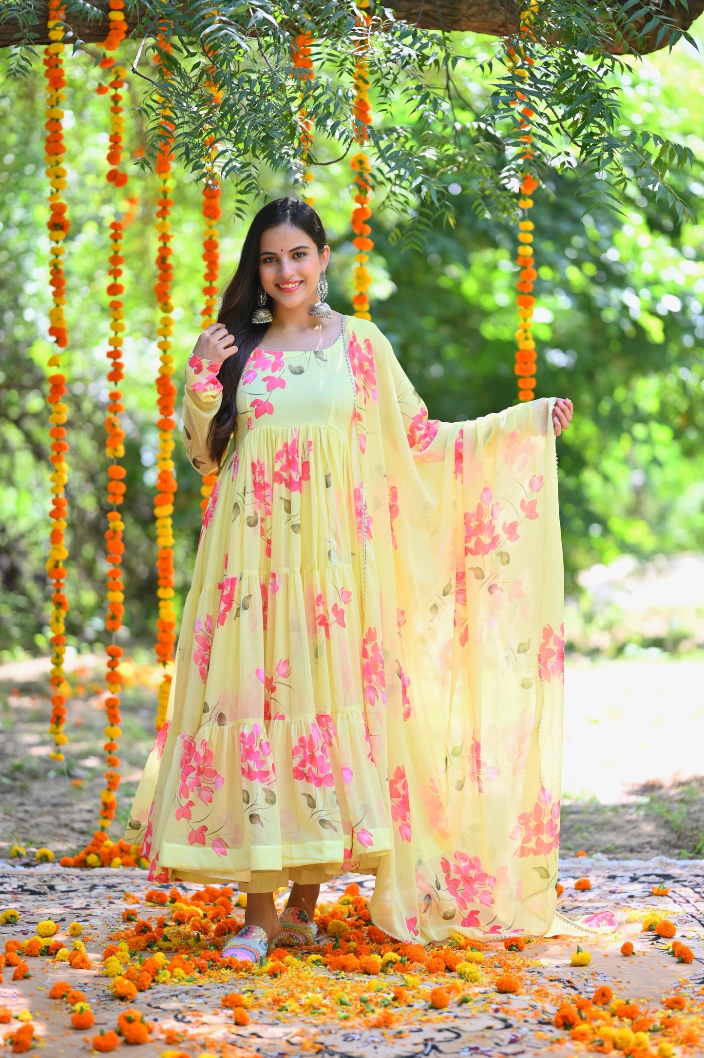 Yellow Daisy Anarkali