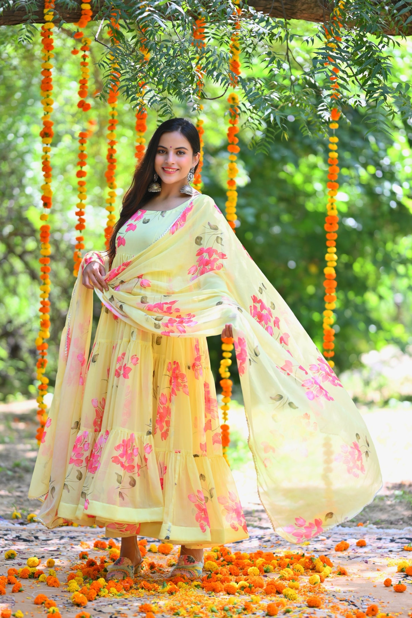 Yellow Daisy Anarkali