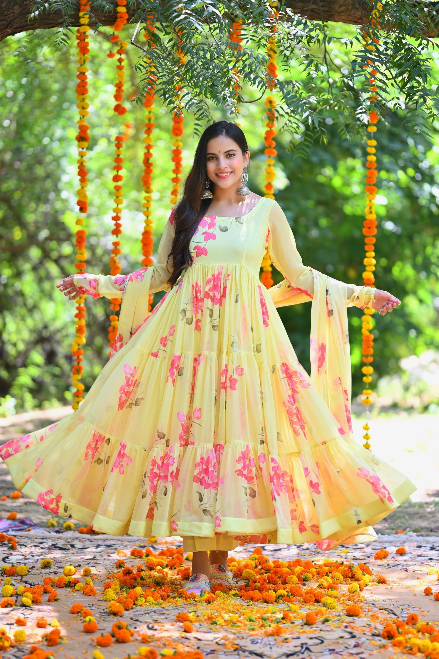 Yellow Daisy Anarkali