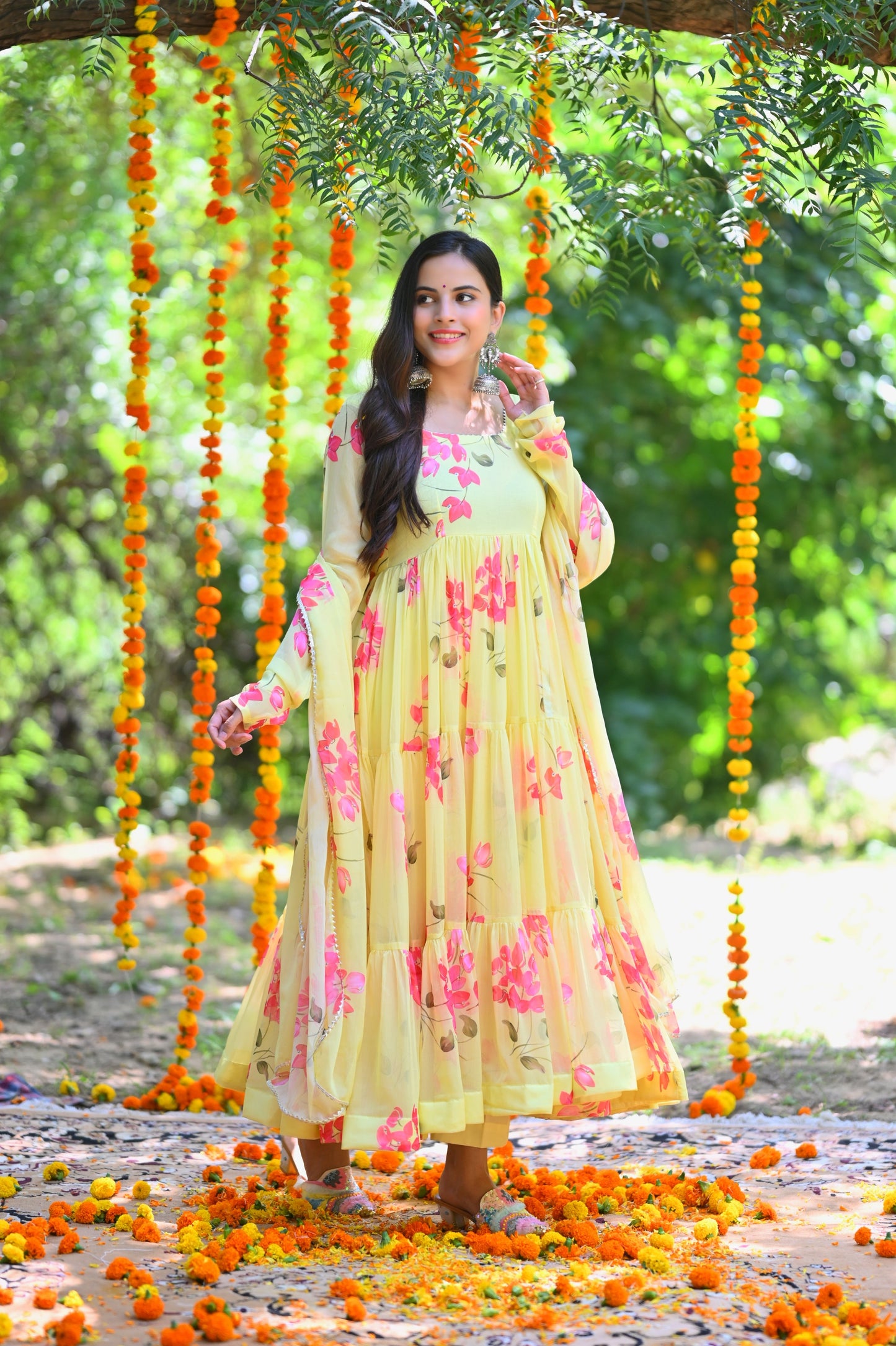 Yellow Daisy Anarkali