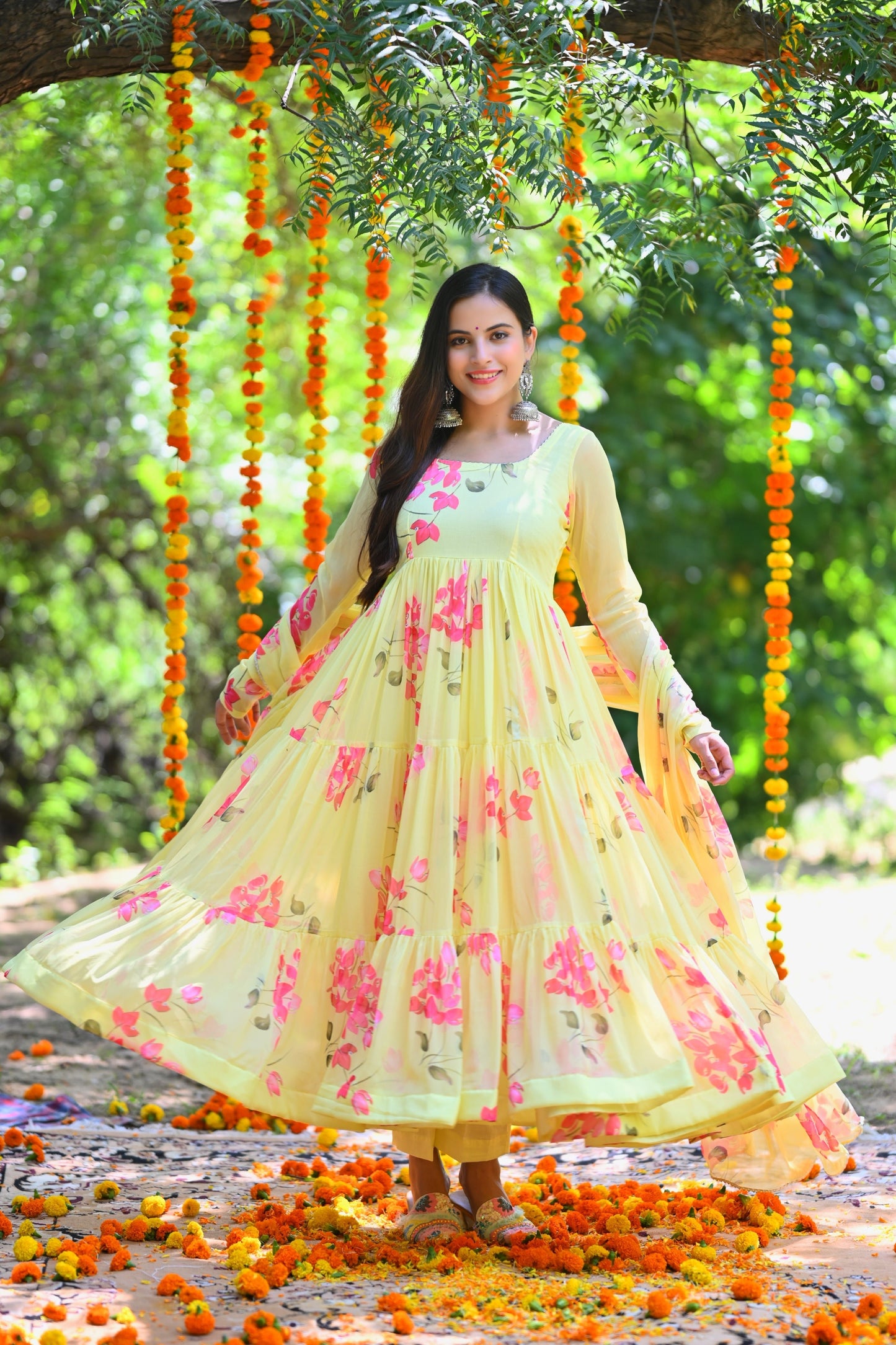 Yellow Daisy Anarkali