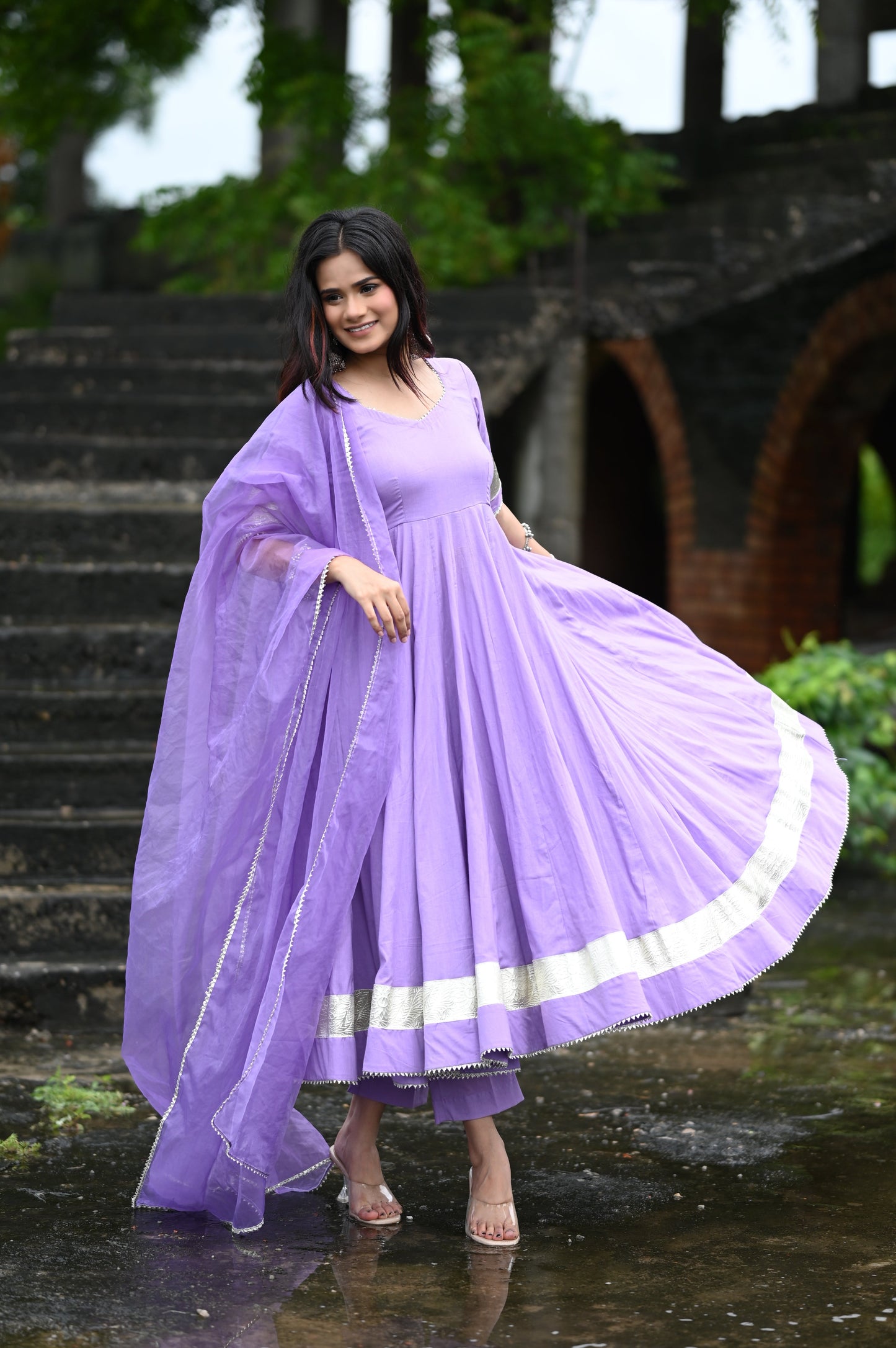 Lilac Anarkali Set