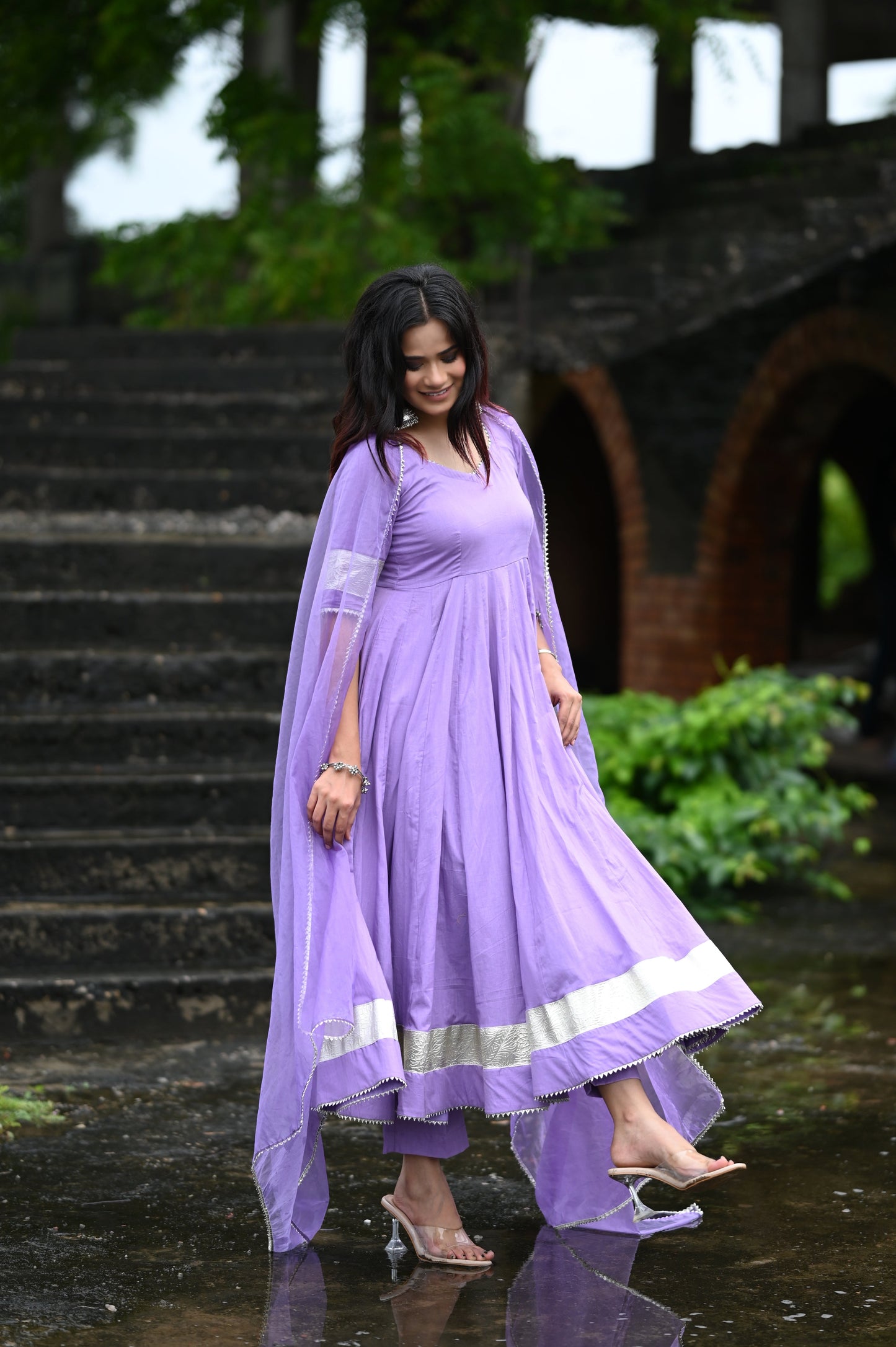 Lilac Anarkali Set