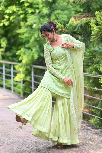 Pistachio Green Sharara Set