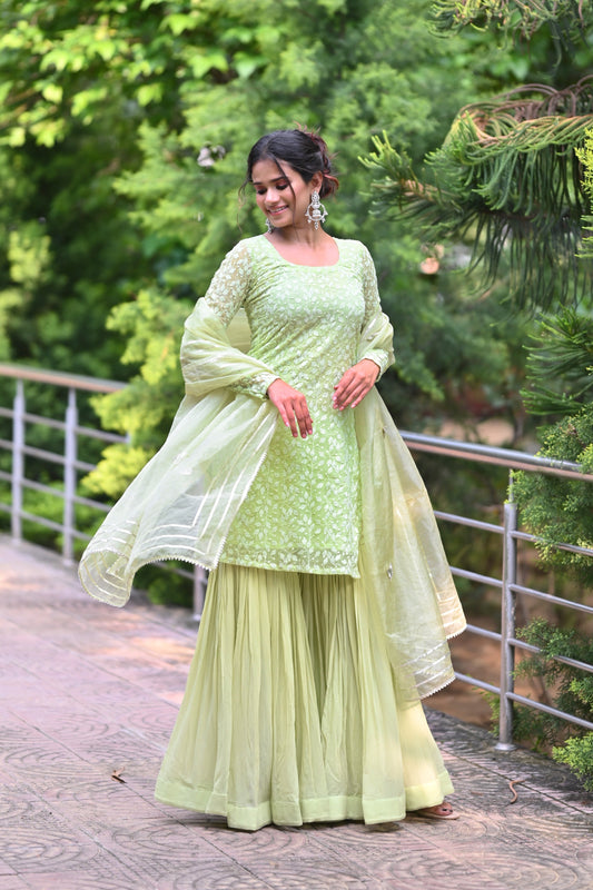 Pistachio Green Sharara Set