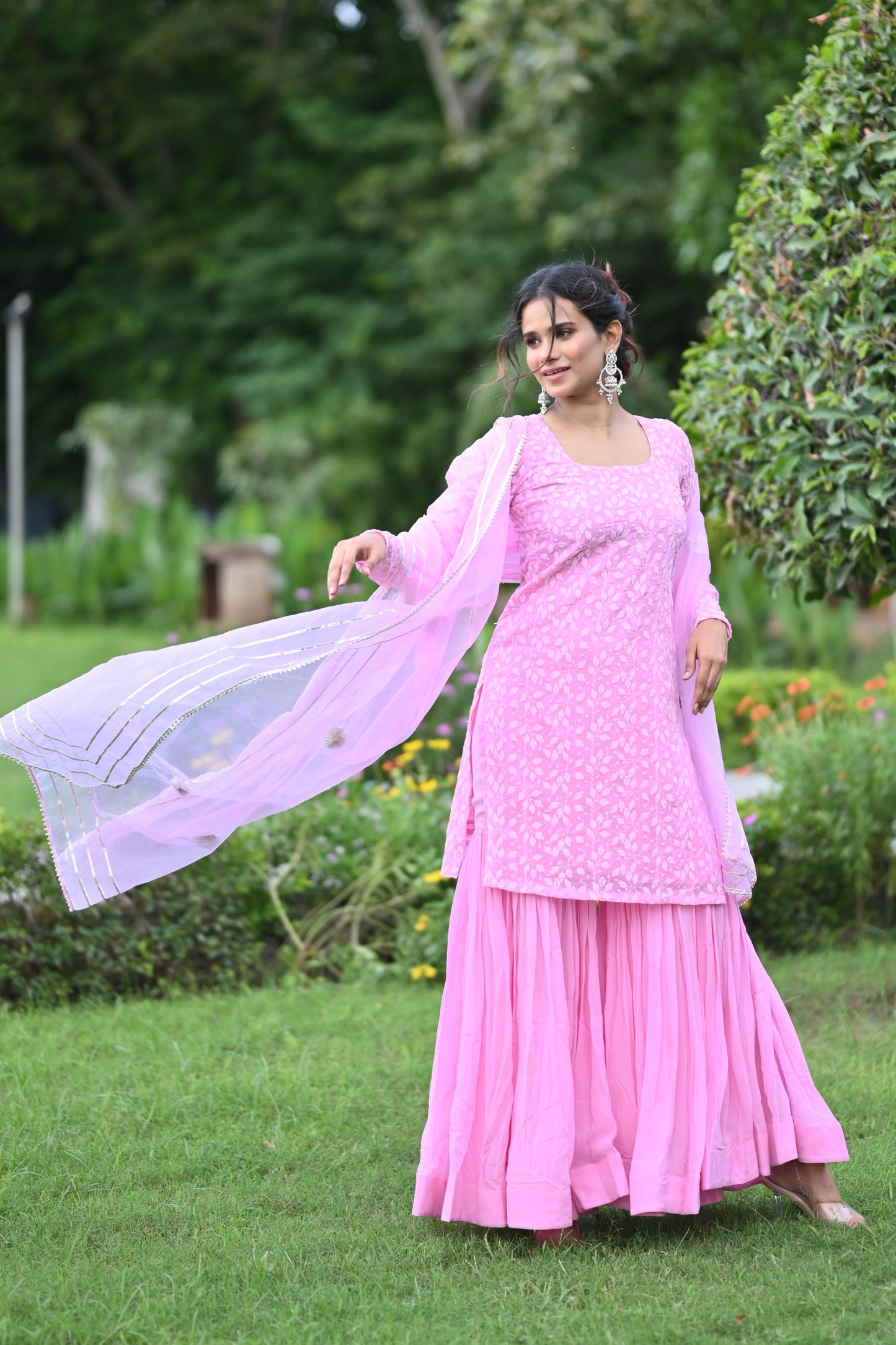 Pink Jasmine Sharara Set