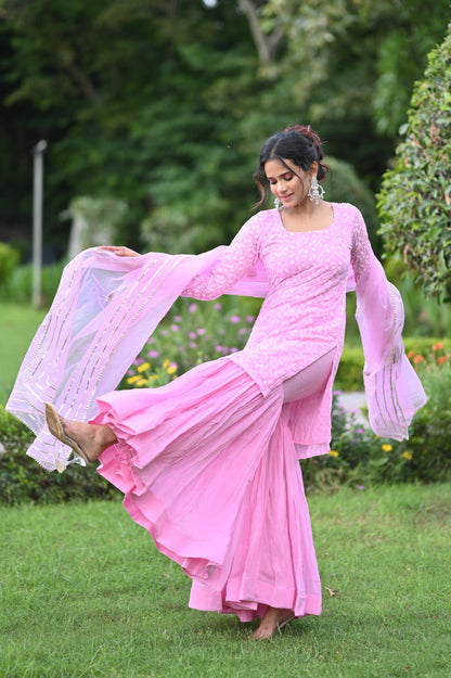 Pink Jasmine Sharara Set