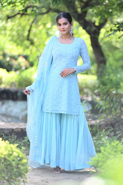 Powder Blue Sharara set