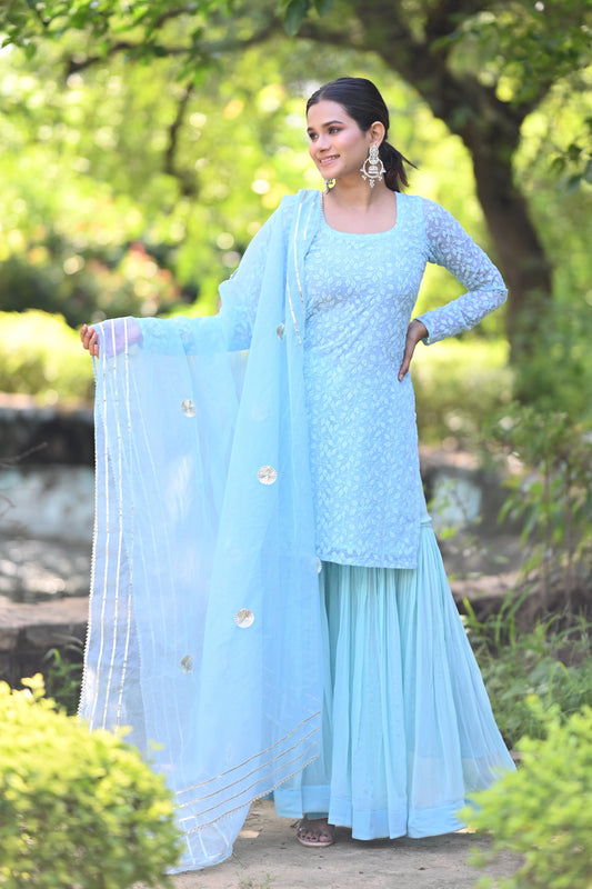 Powder Blue Sharara set