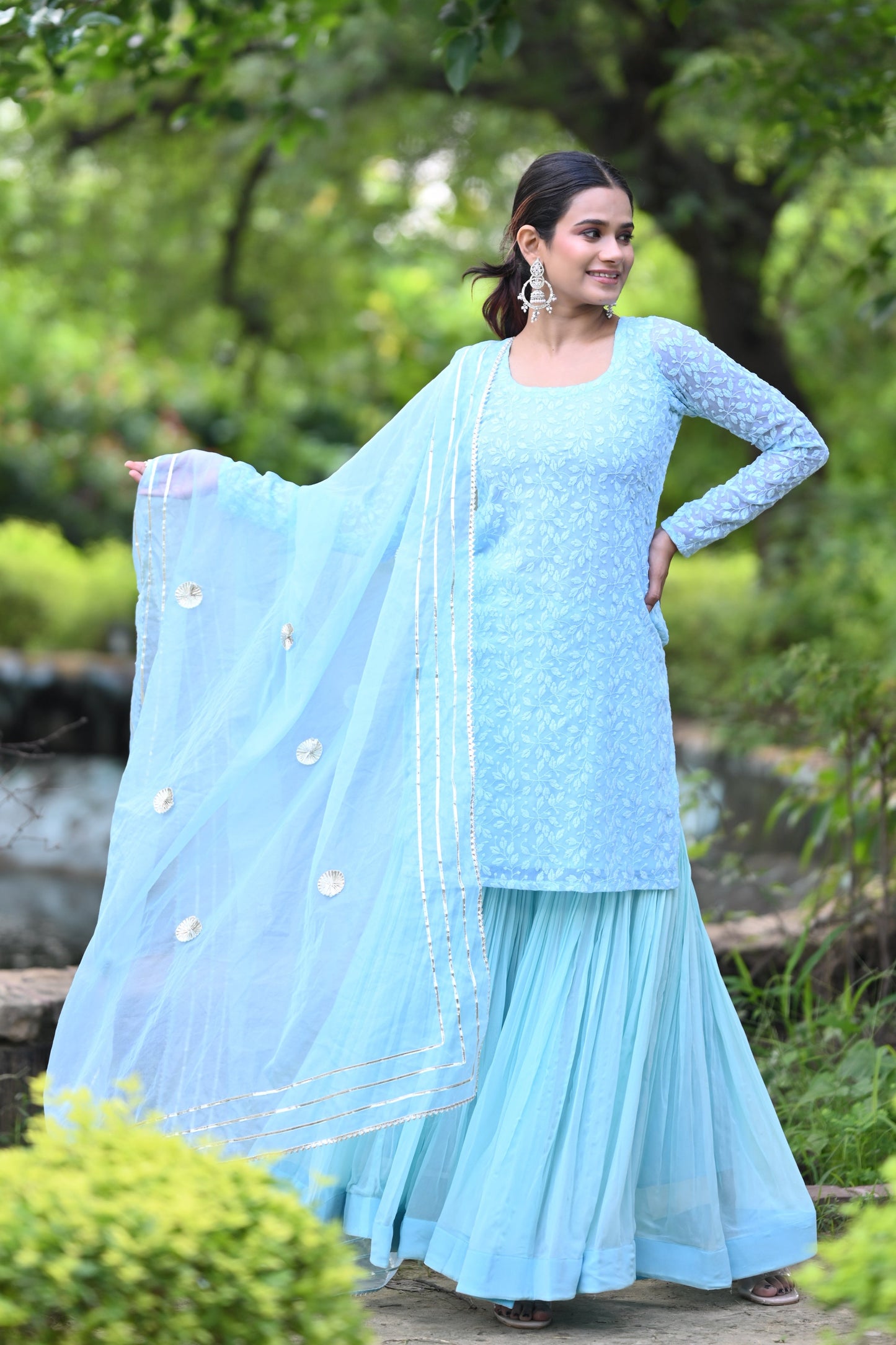 Powder Blue Sharara set