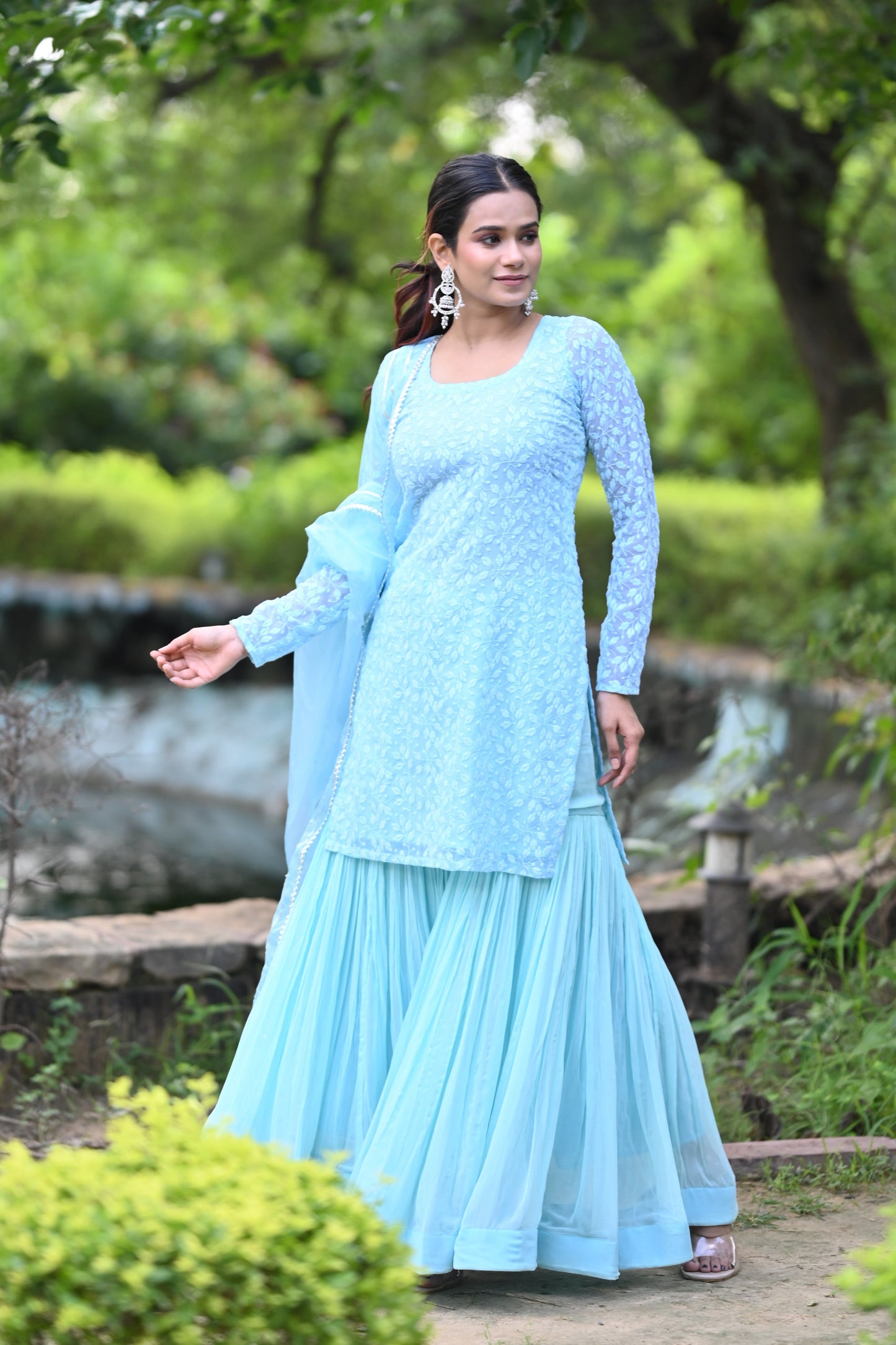 Powder Blue Sharara set