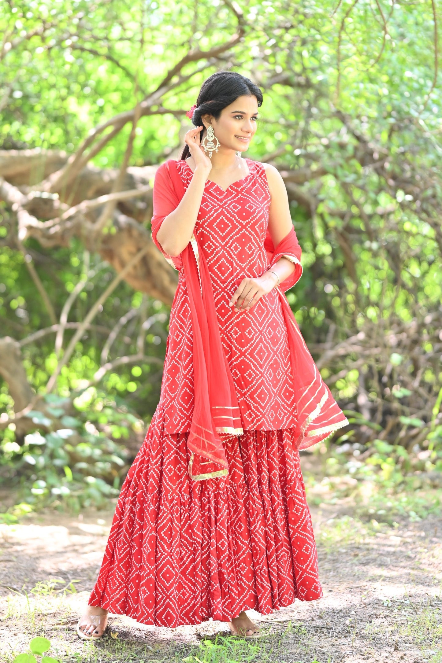 Red Rose Sharara Set