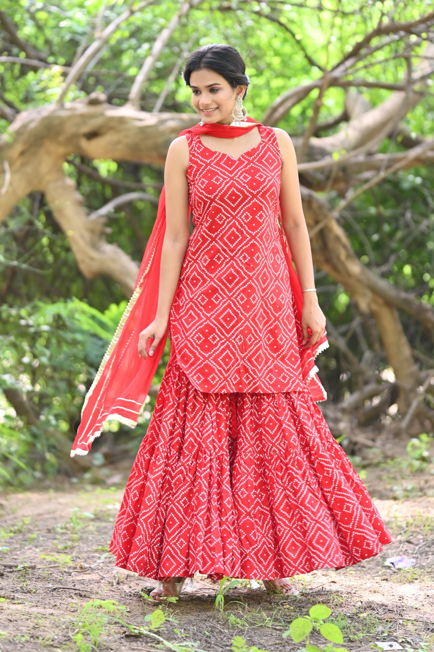 Red Rose Sharara Set