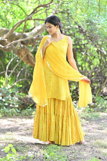 Yellow Rose Sharara Set