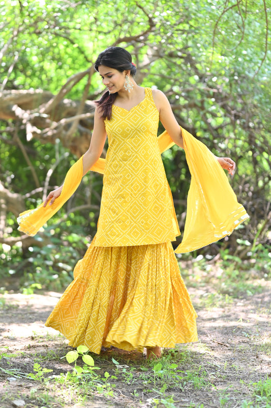 Yellow Rose Sharara Set