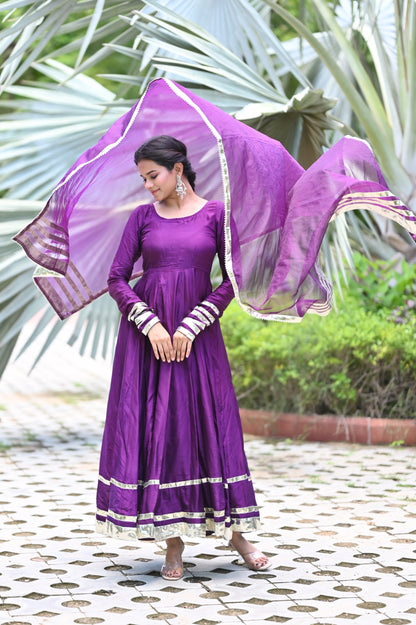 Deep Purple Anarkali Set