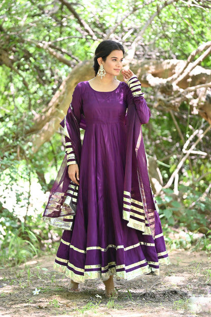 Deep Purple Anarkali Set