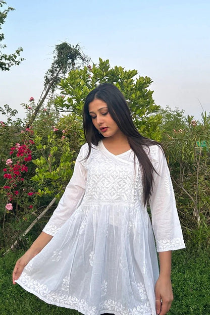 Saira short frock in White