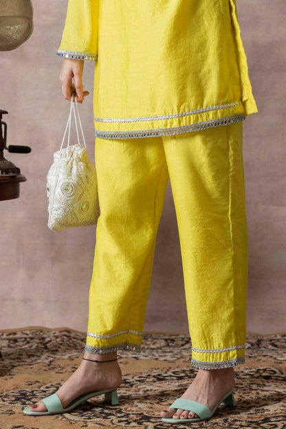 Lemon Yellow Bell Sleeve Suit Set