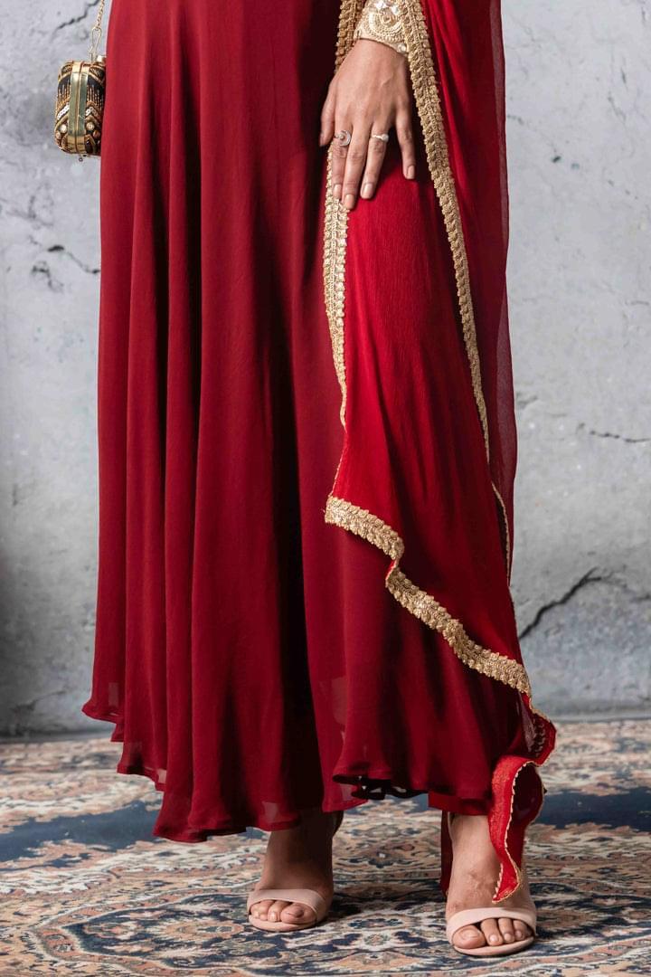 Majestic Maroon Anarkali Suit