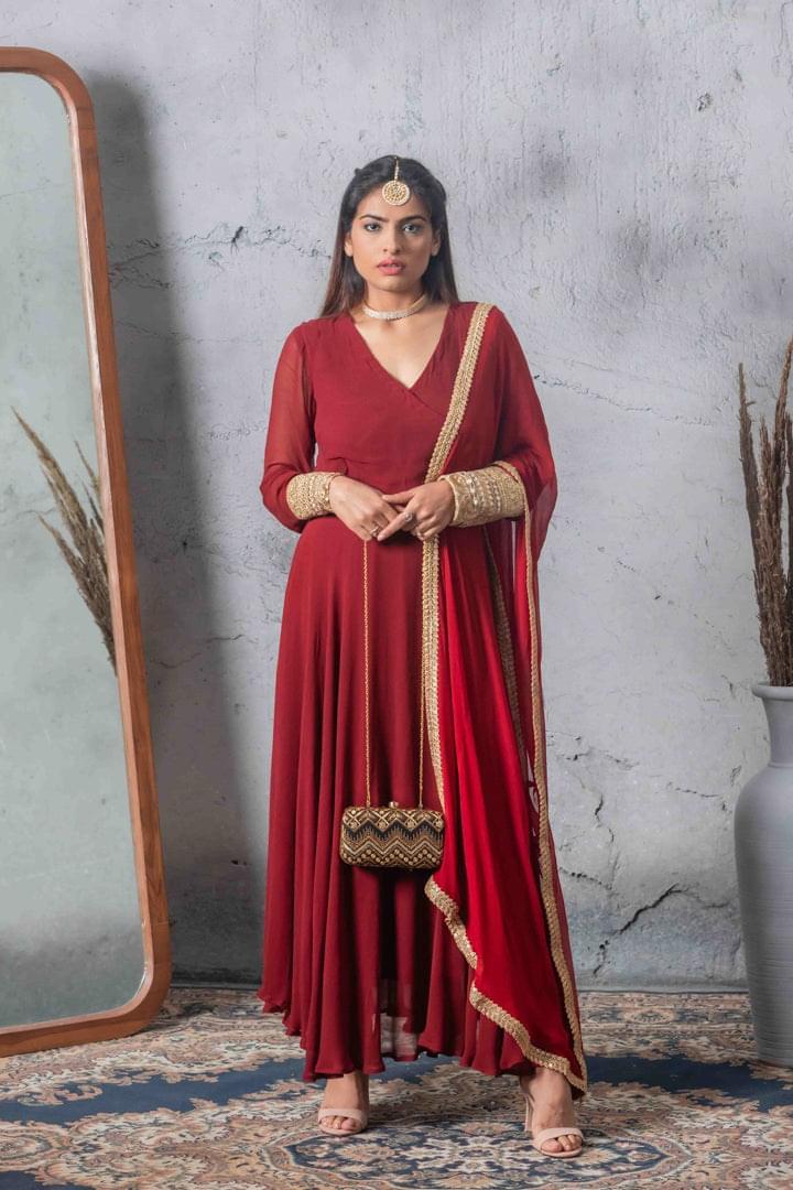 Majestic Maroon Anarkali Suit