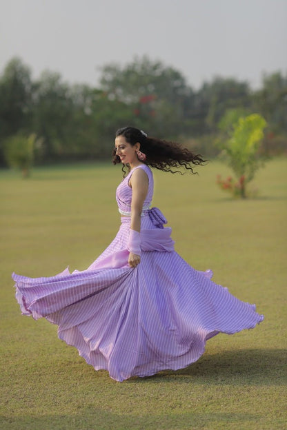 Lavender lehriya skirt dress