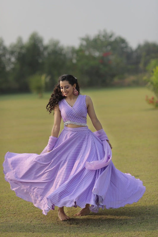 Lavender lehriya skirt dress