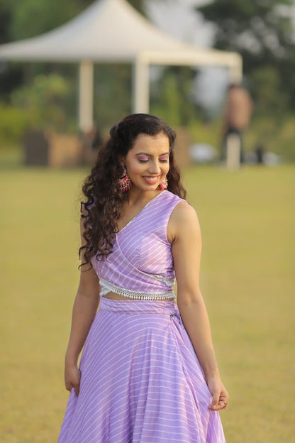 Lavender lehriya skirt dress