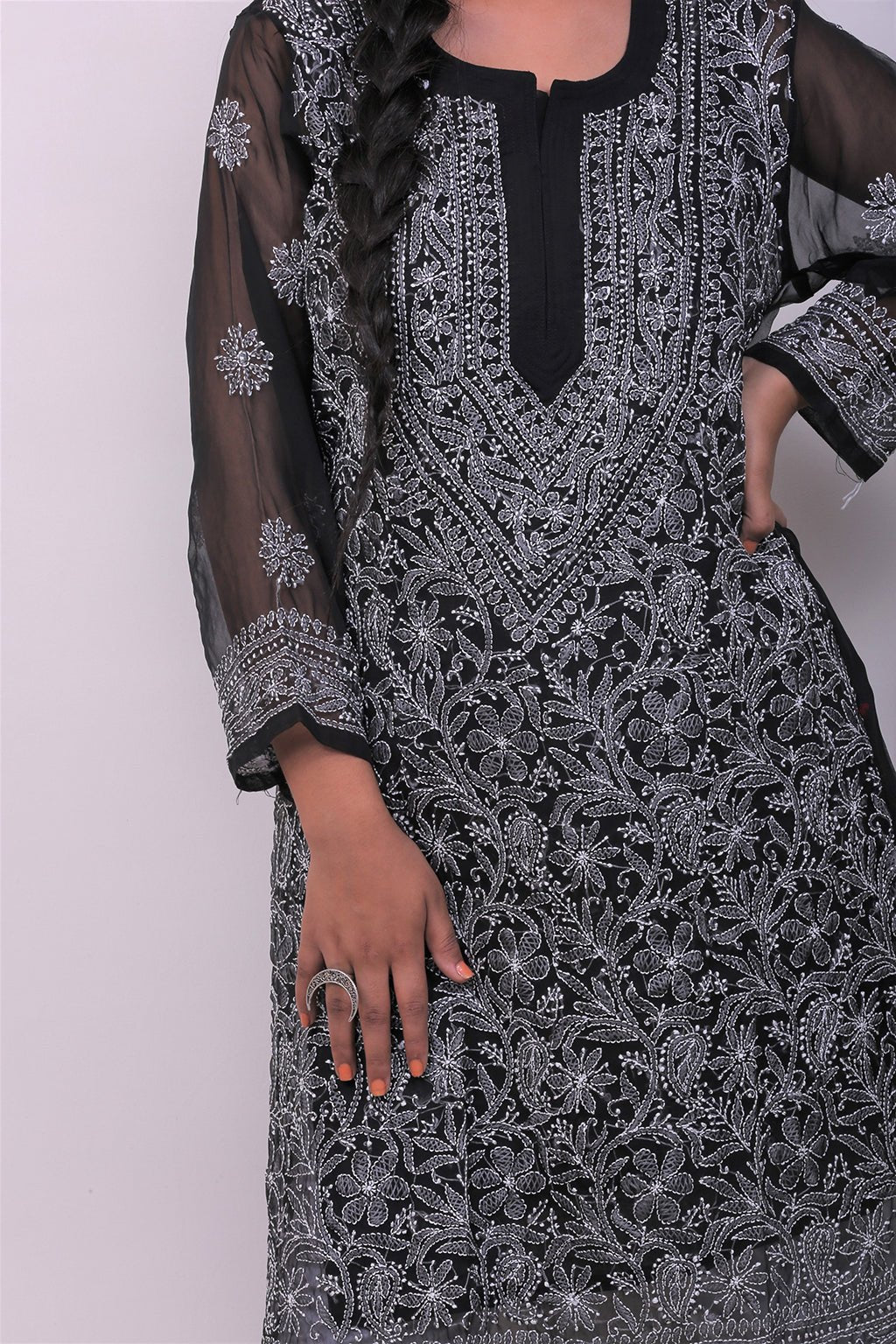 Chikankari Leher Heavy Embroidered Kurti