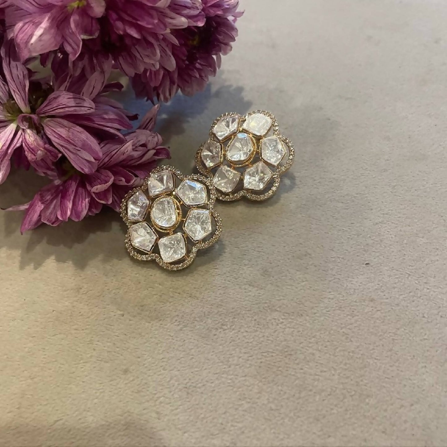 INAYAT - MERAKI CLASSIC POLKI FLORAL STUDS