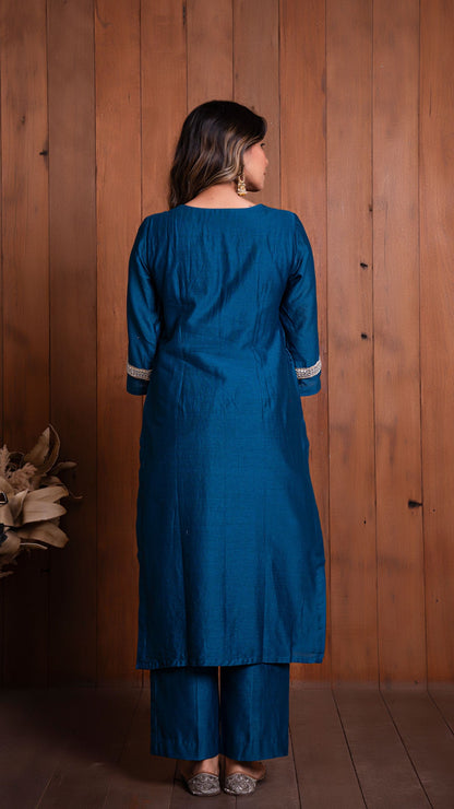 Peacock Blue Chanderi Kurta