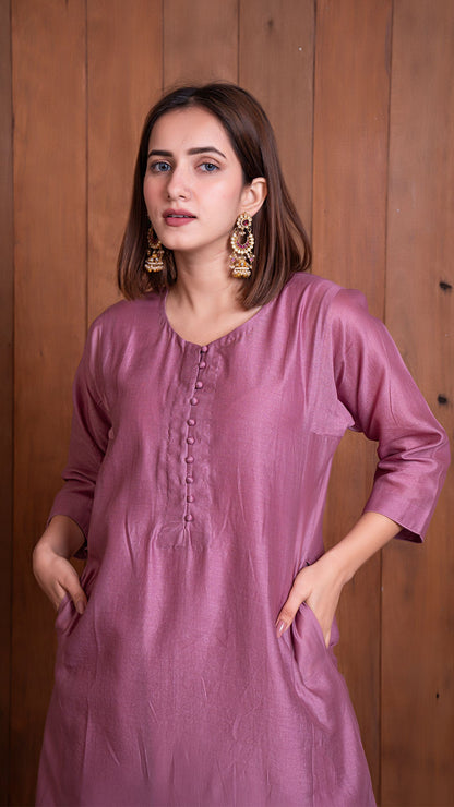 Mauve Chanderi Jabha Kali Kurta