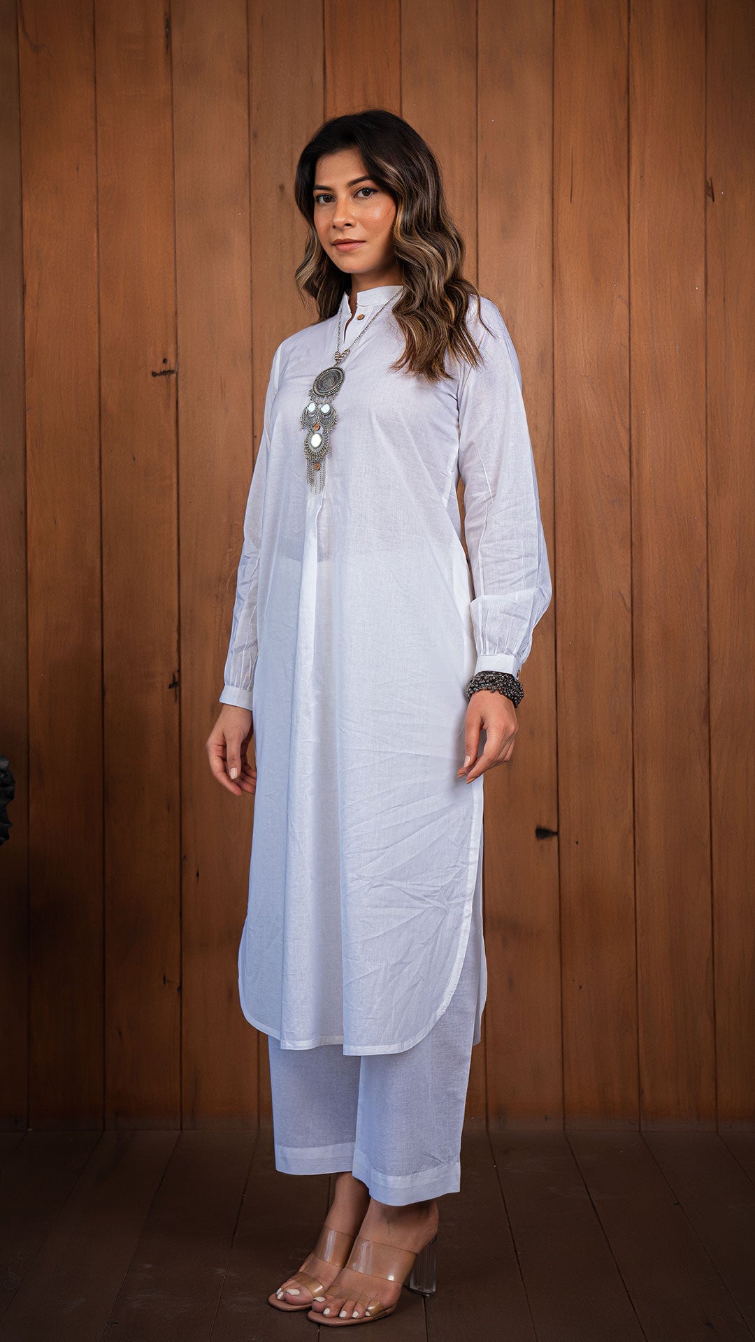 Kesha Pura Cotton Jabha Kurta - White