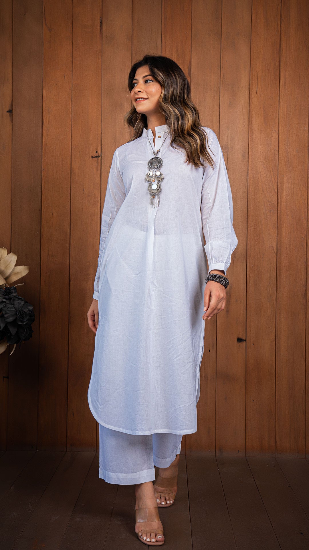 Kesha Pura Cotton Jabha Kurta - White