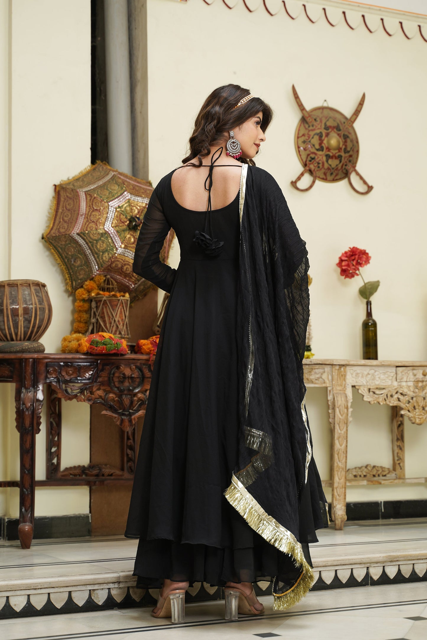 Black Georgette Anarkali set