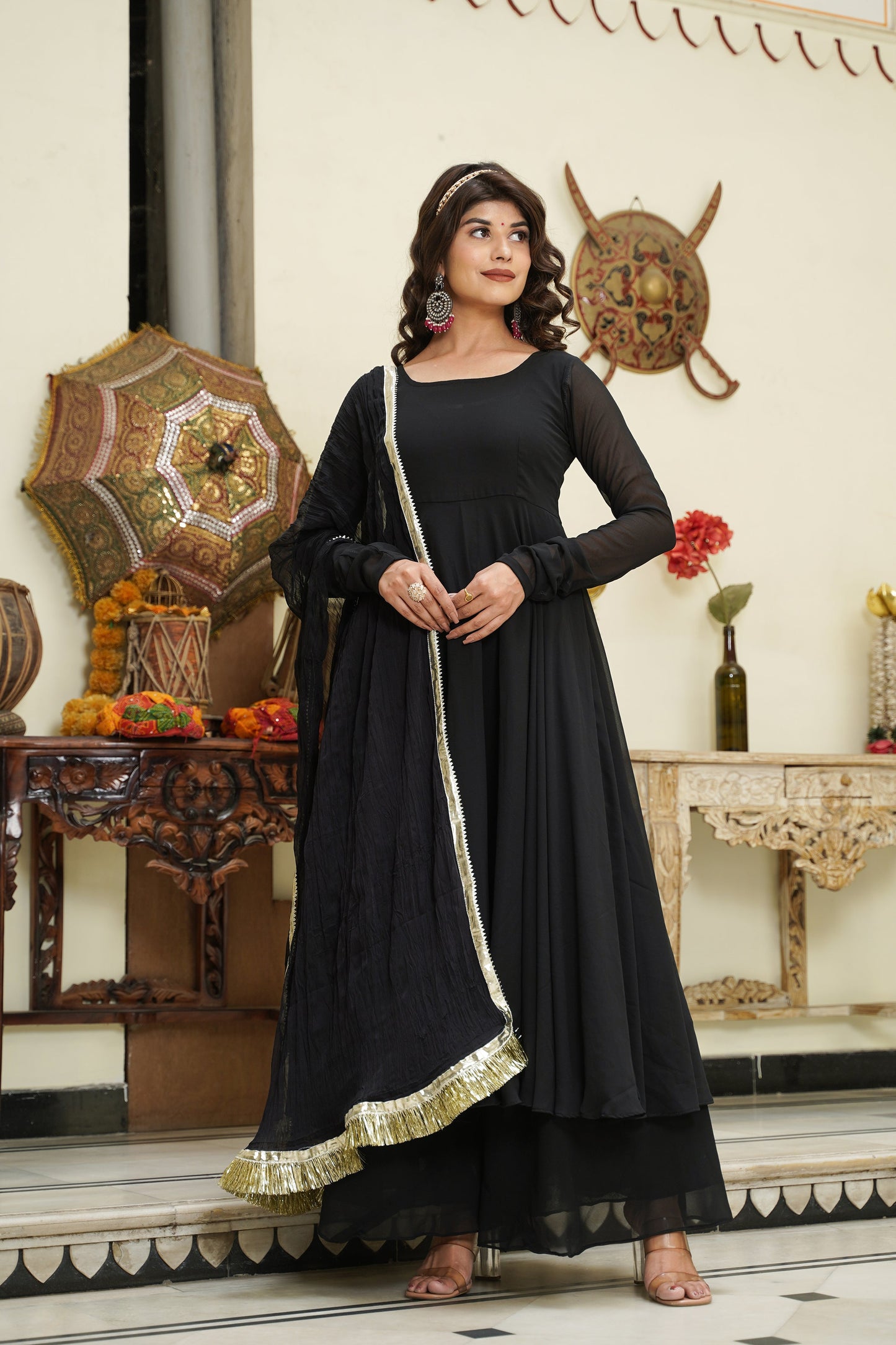 Black Georgette Anarkali set