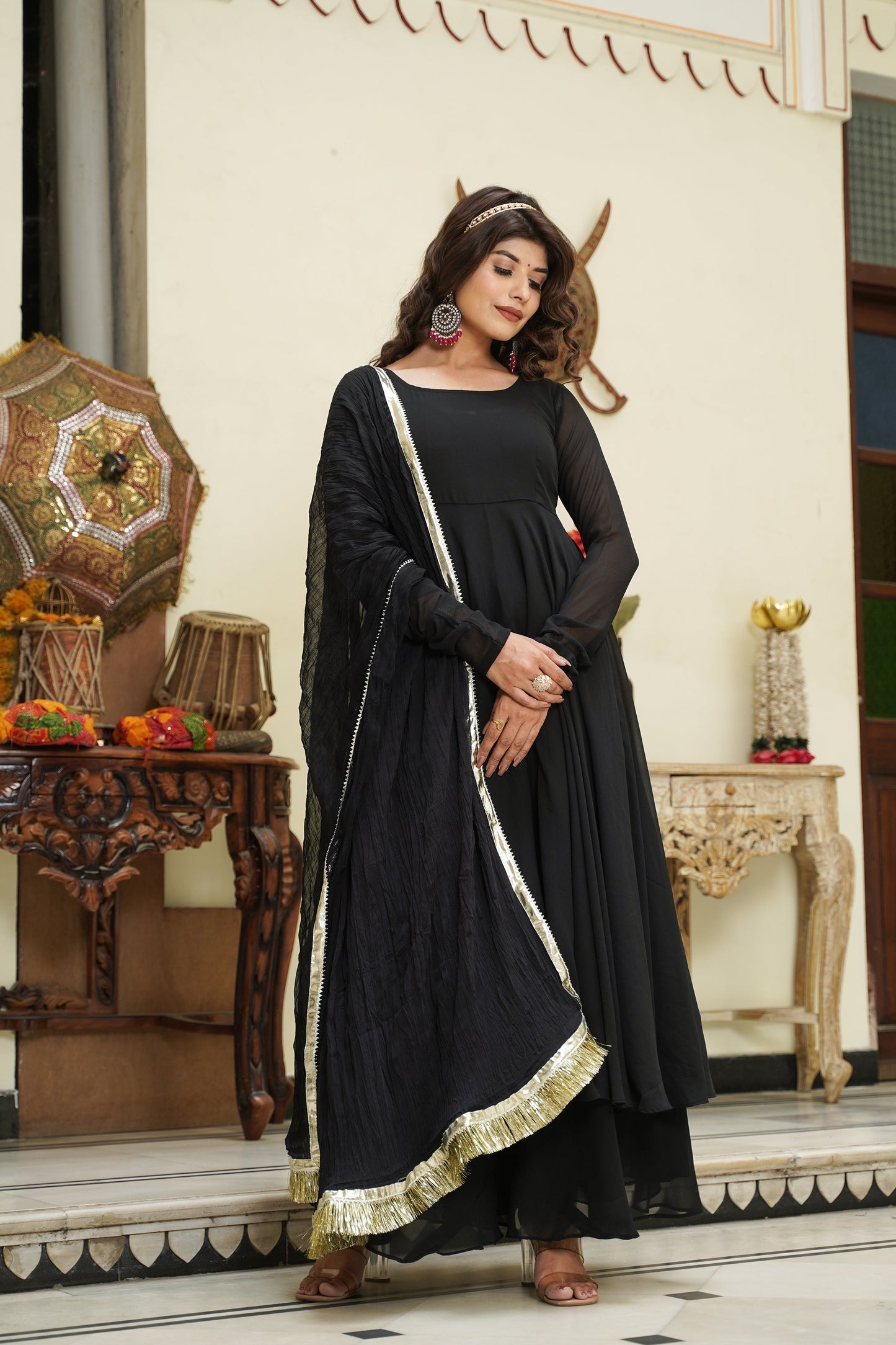 Black Georgette Anarkali set