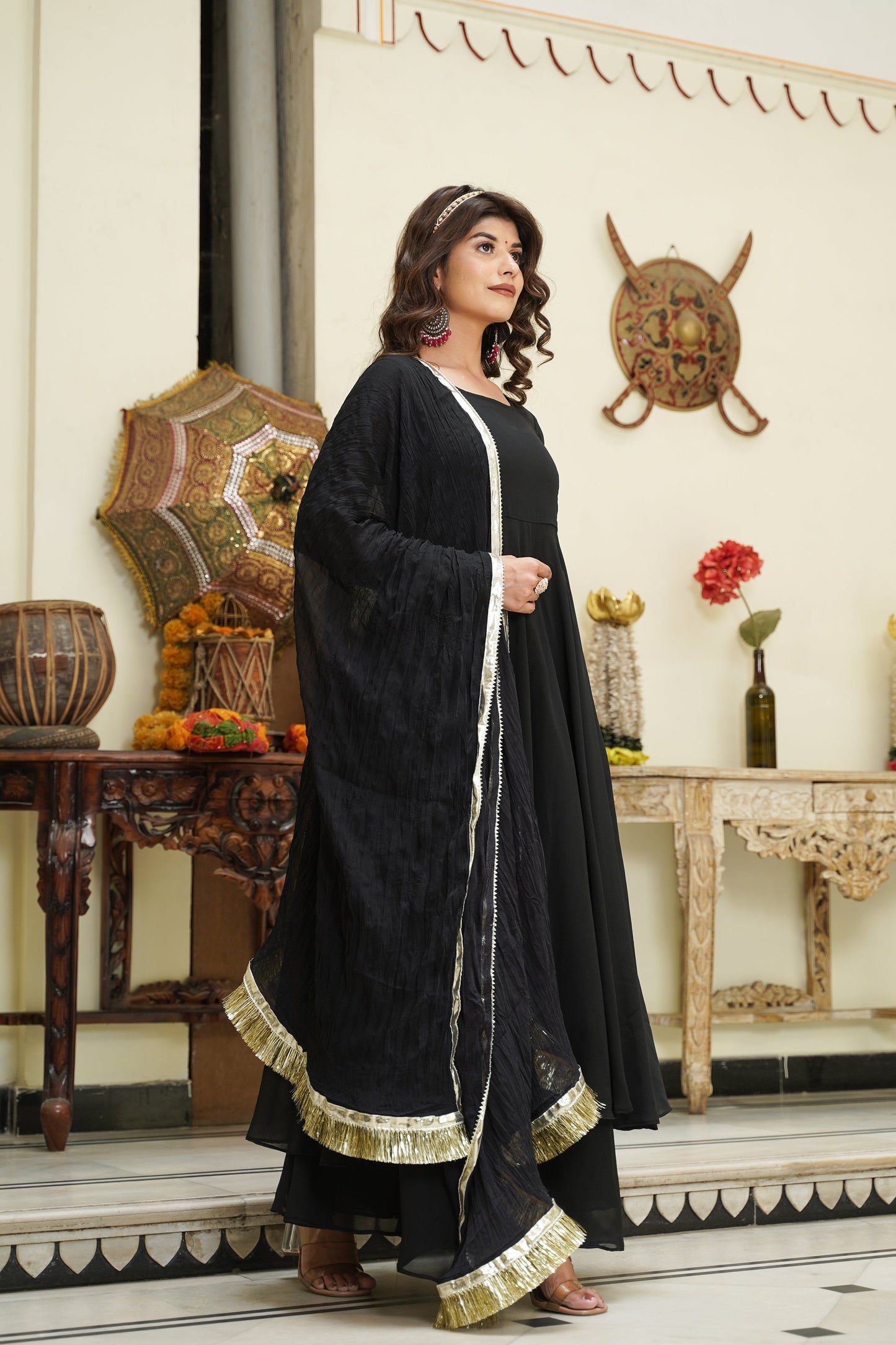 Black Georgette Anarkali set