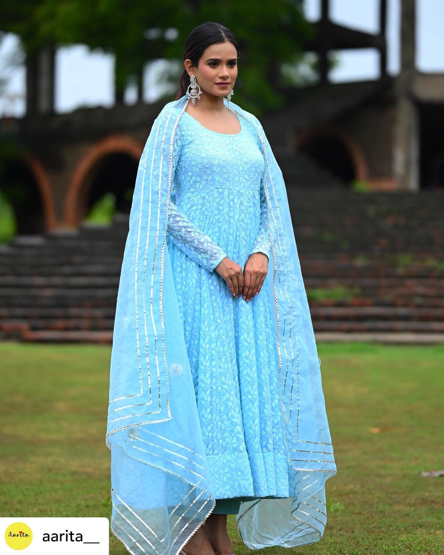 Powder Blue Anarkali