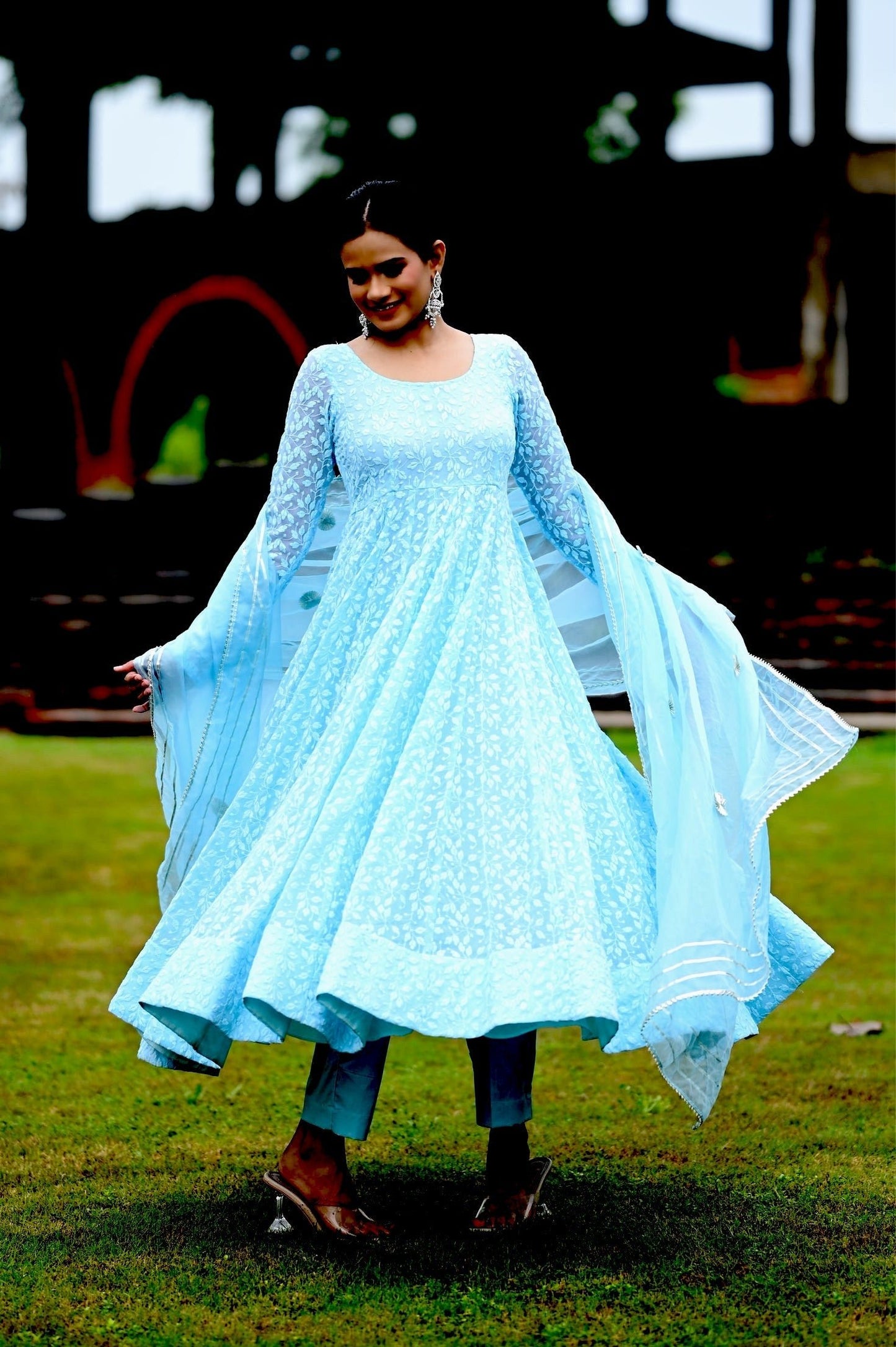 Powder Blue Anarkali